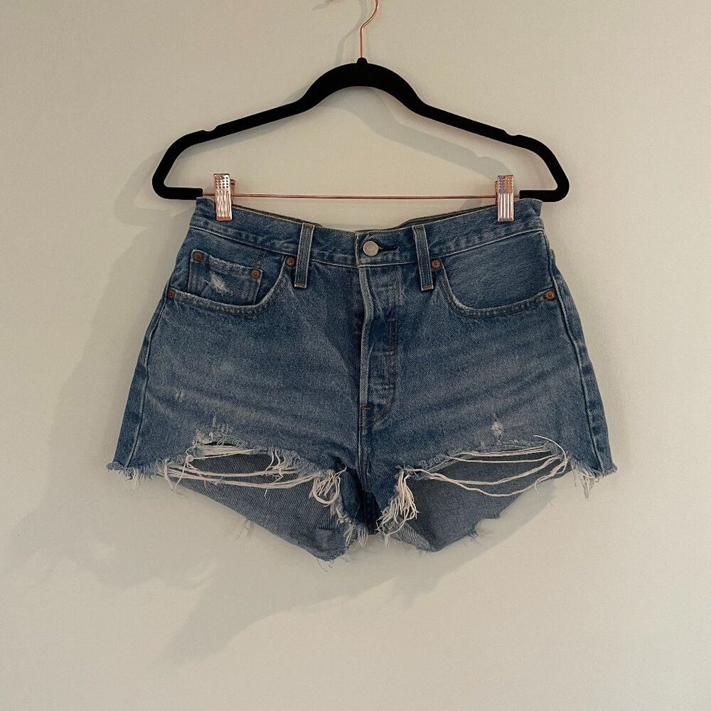 Levi's high waist distressed cut-off shorts